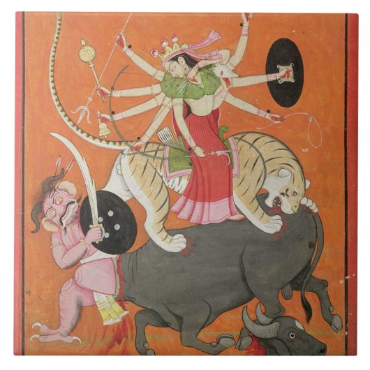 「MaのDevimahatmyaからの「Mahishasuramardini」、 タイル (正面)