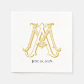 MAまたはAMモノグラムカクテルナプキン スタンダードカクテルナプキン (正面)