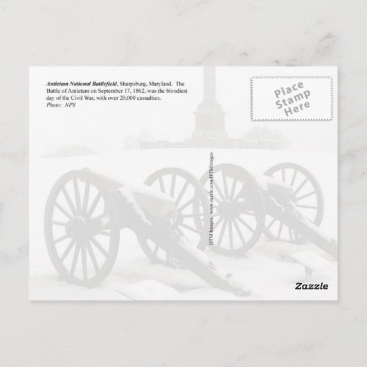 MAアンティタム国家戦場での大砲 ポストカード (裏面)