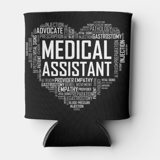 MA医療アシスタントハート愛Tシャツギフトクリニ 缶クーラー (正面)