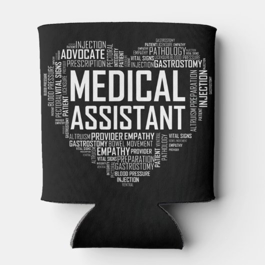 MA医療アシスタントハート愛Tシャツギフトクリニ 缶クーラー (裏面)