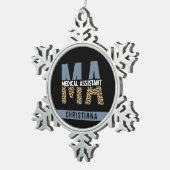 MA医療カスタムアシスタントLeopardプリント スノーフレークピューターオーナメント (右)