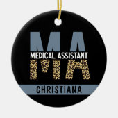 MA医療カスタムアシスタントLeopardプリント セラミックオーナメント (正面)