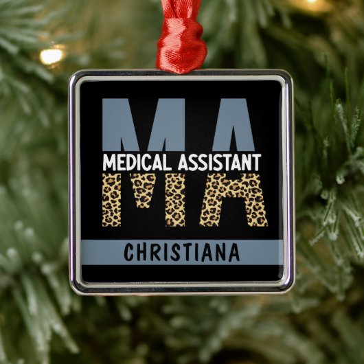 MA医療カスタムアシスタントLeopardプリント メタルオーナメント (ツリー)