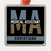 MA医療カスタムアシスタントLeopardプリント メタルオーナメント (正面)