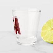 MA パーソナライズされた Masters of Artsマルーン&金ゴールド ショットグラス (右)