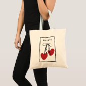 Ma Chérie Romantic Tote Bag | Minimal Heart Cherry トートバッグ (正面(商品))