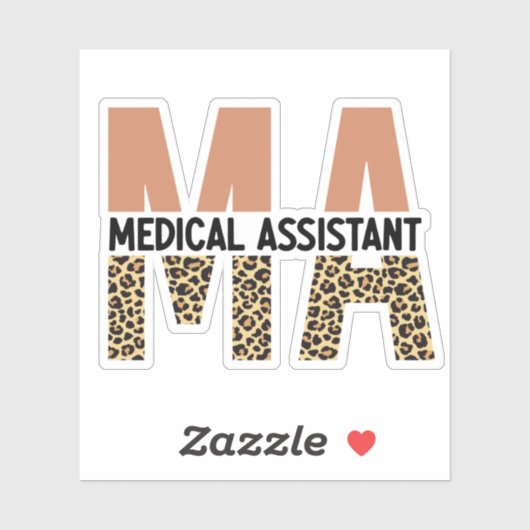 MA Medical Assistant Leopard Print シール (シート)