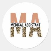 MA Medical Assistant Leopard Print ラウンドシール (正面)