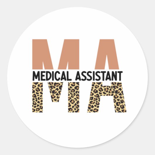 MA Medical Assistant Leopard Print ラウンドシール (正面)