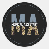 MA Medical Assistant Leopard Print ラウンドシール (正面)