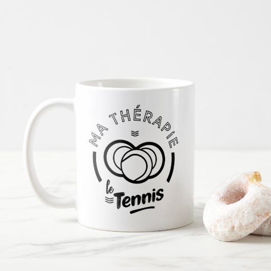 Ma thérapie le tennis コーヒーマグカップ (ドーナツ)