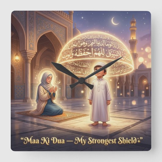 Maa Ki Dua Protection Dome | Islamic Mother’s Day  スクエア壁時計 (正面)