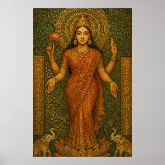 Maa Lakshmi :富と繁栄の女神アート ポスター (正面)