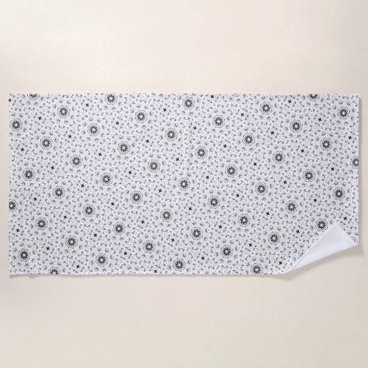 Maacah001 B&W抽象芸術ドードル ビーチタオル (正面)