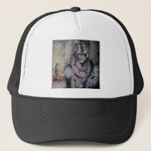 Maasai Mother & Child with Lion Artプリント/グラフィック キャップ