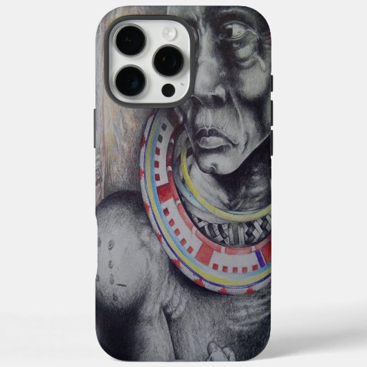 Maasai Mother & Child with Lion Artプリント/グラフィック Case-Mate iPhoneケース (裏面)