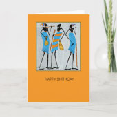 Maasai Warriors, Kenya，アフリカ美術誕生日 カード (正面)