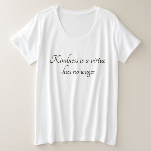 Maaya Printsによる"Kindness"デザイン レディース プラスサイズTシャツ (デザイン正面)