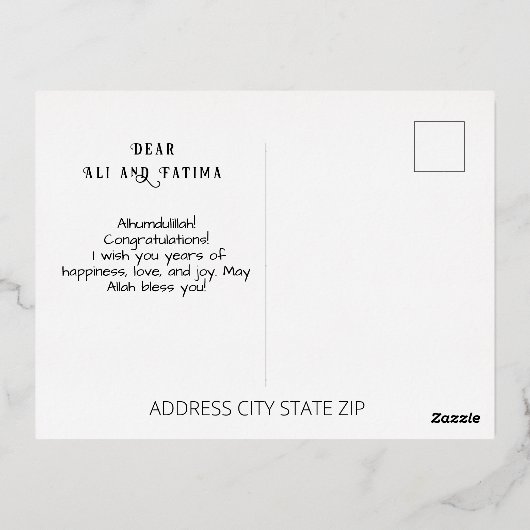 Mabrookあいさつ結婚したき 箔シーズンポストカード (裏面)