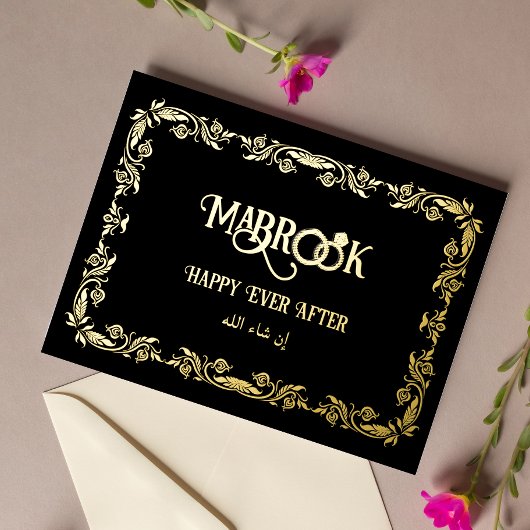 Mabrookあいさつ結婚したき 箔シーズンポストカード