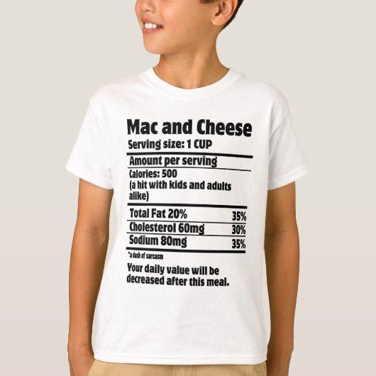 Macとチーズの栄養ファクト.w Tシャツ (正面)