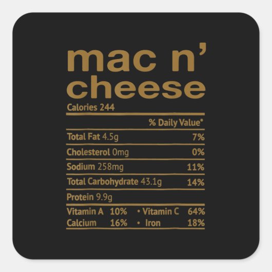 Macとチーズの栄養事実2020感謝祭 スクエアシール (正面)