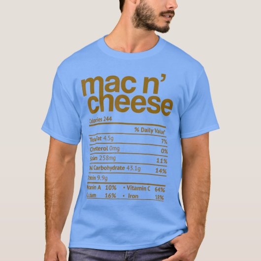 Macとチーズの栄養感謝おもしろいのMac Tシャツ (正面)