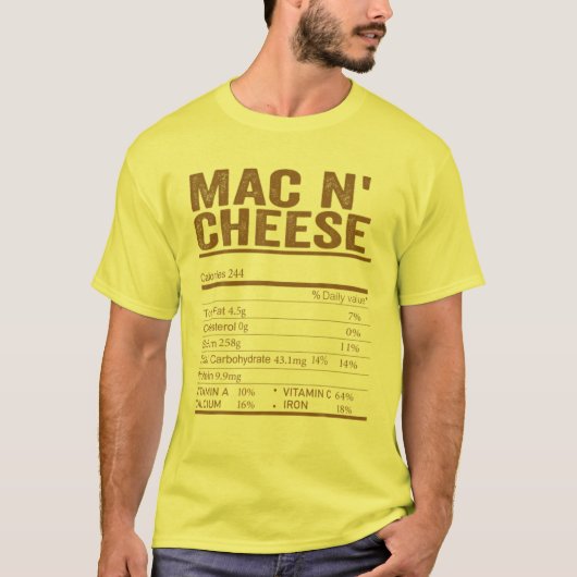 Macとチーズの栄養食品の一致する家族 Tシャツ (正面)