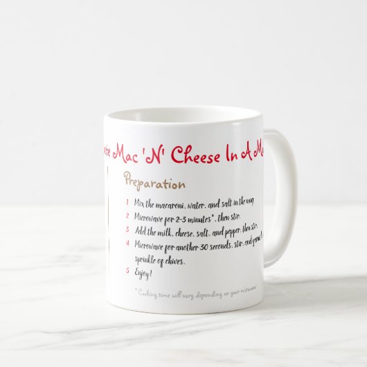 Macとチーズをマグ·マイクロ波レシピ コーヒーマグカップ (正面右)
