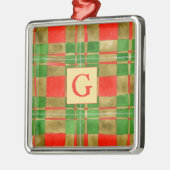 MACグレガータータンチェックガラススクエアオーナメント+イニシャル メタルオーナメント (左)