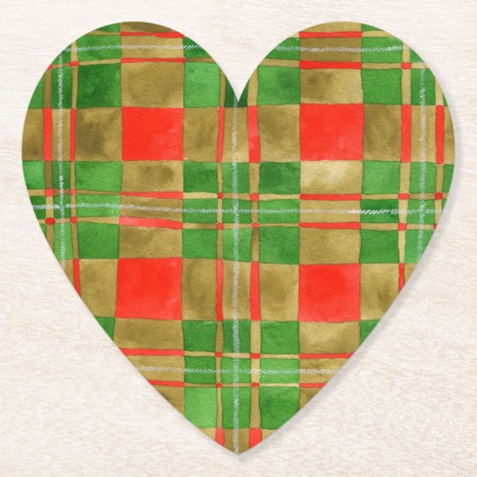 MACグレゴールタータンチェックハート紙コースター ペーパーコースター (正面)