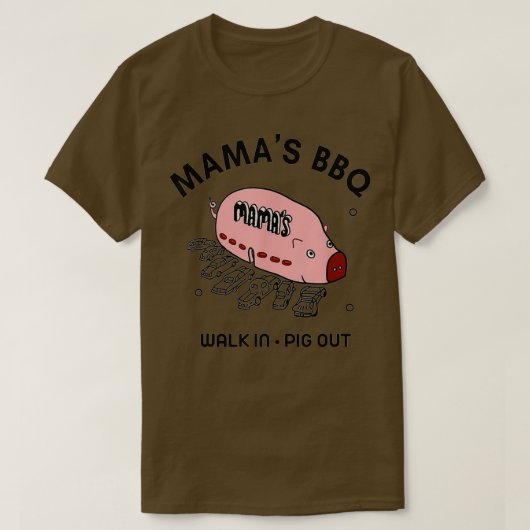 MacママスBBQで豚に歩くサニーサマーギフト Tシャツ (デザイン正面)