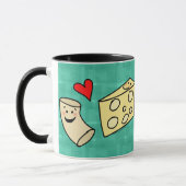 Mac愛チーズ、おもしろいでかわいいマカロニ + チーズマグ マグカップ (左)