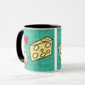 Mac愛チーズ、おもしろいでかわいいマカロニ + チーズマグ マグカップ (正面左)