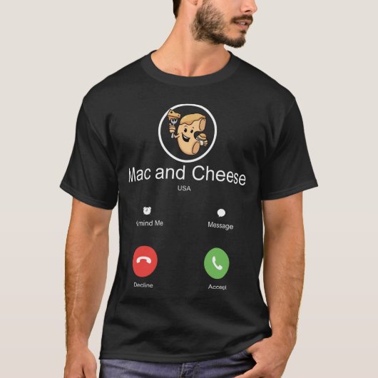 mac&チーズギフトMacとチーズパスタの電話 Tシャツ (正面)