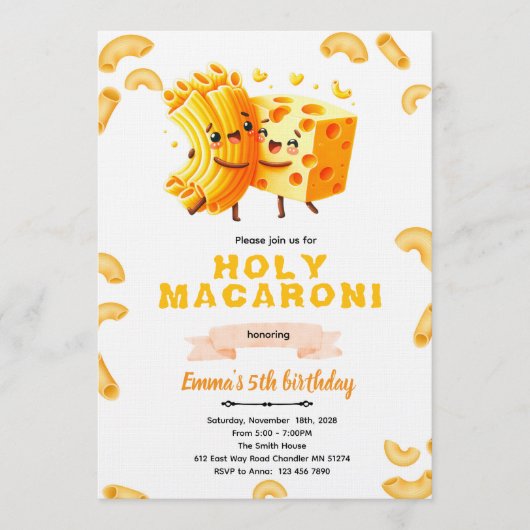 Mac and Cheese Birthday Invitation 招待状 (正面)