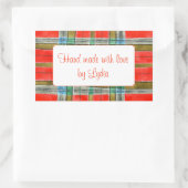 MAC BAIN タルタン柄長方形「手作り」ステッカー 長方形シール (バッグ)