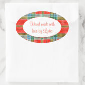 MAC BAIN タルタン オーバル 「ハンドメイド」ステッカー 楕円形シール (バッグ)