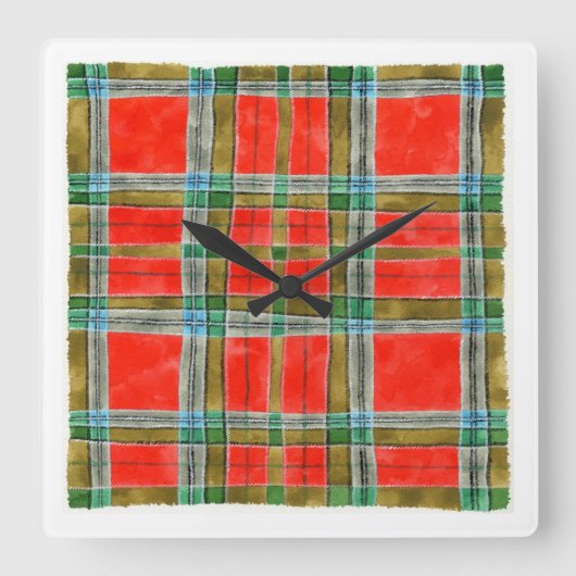 MAC BAIN TARTAN スクエアウォールクロック スクエア壁時計 (正面)