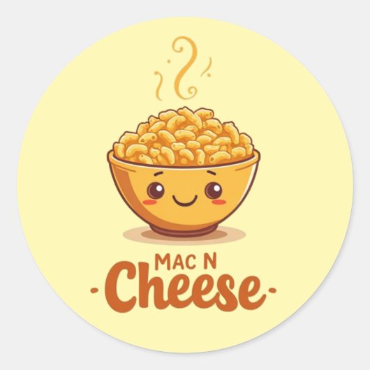Mac N Cheese Cute Bowl ラウンドシール (正面)