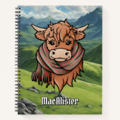 MacAlisterタータンチェックスカーフ付きハイランド牛 ノートブック (正面)
