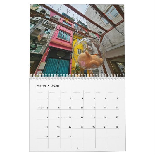Macao 2026 calendar カレンダー (3月 2026)