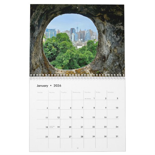 Macao 2026 calendar カレンダー (1月 2026)