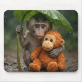 Macaque Monkey with a Stuffed Orangutan マウスパッド (正面)