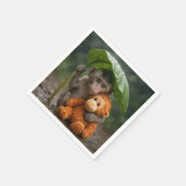 Macaque Monkey with Orange Orangutan スタンダードカクテルナプキン (角)