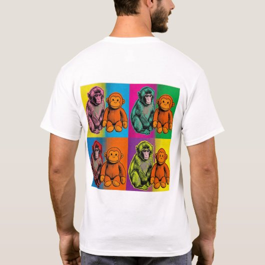 Macaque Monkey with Toy - Emotional Loss Story Tシャツ (裏面)