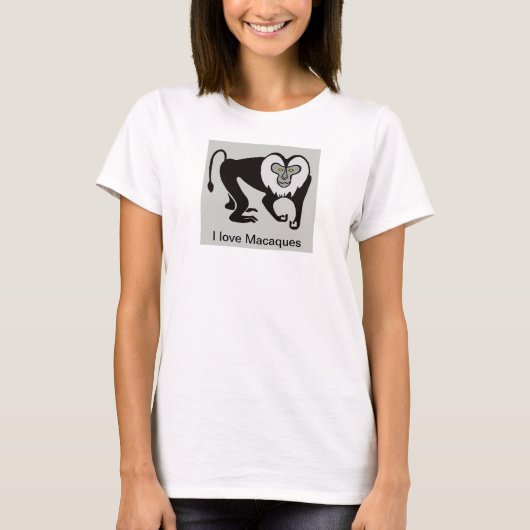 MACAQUESが大好き – 絶滅危惧動物グラフィック Tシャツ (正面)