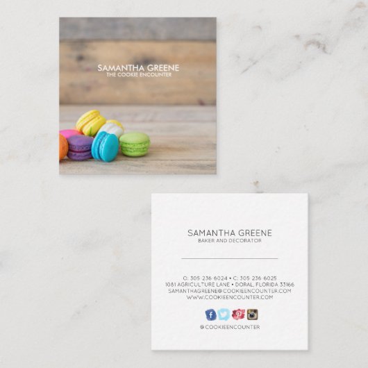 Macaronのクッキーの名刺 スクエア名刺 (正面/裏面)