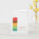 Macaronの積み重ねのケーキ-バースデー・カード カード (黄色い花)